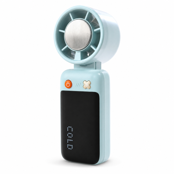 01-yoliton-portable-handheld-fan-main Yoliton mint green portable handheld fan with cooling plate and digital display