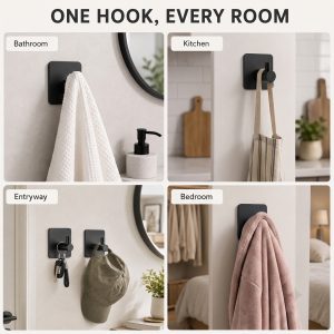 8 Matte Black Adhesive Hooks 4 Pack